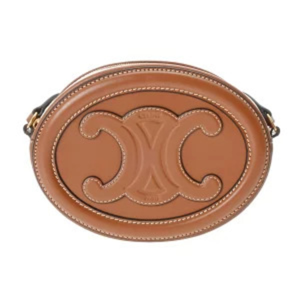 Celine Cuile Triomphe Oval Purse Tan Calfskin Shoulder Bag Handbag - Picture 1 of 9